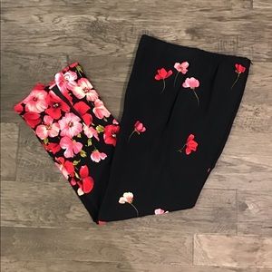 Vintage John Roberts Black Floral Wide Leg Pants Size 6